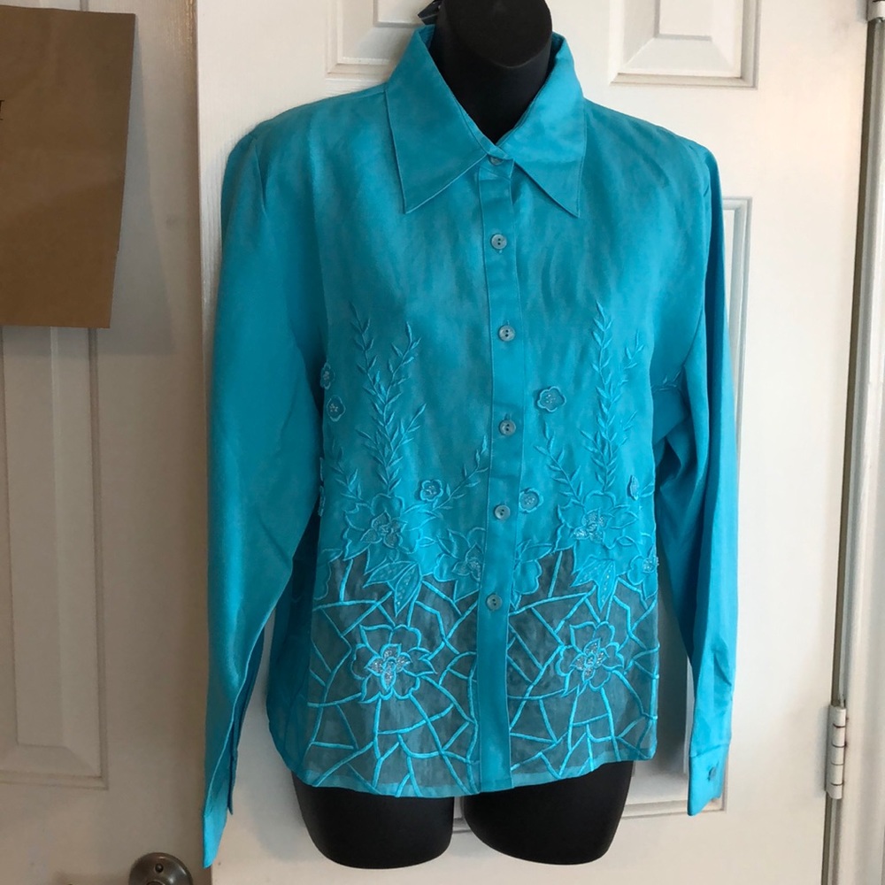 Teal Long Sleeve Top Sz 12 NEW